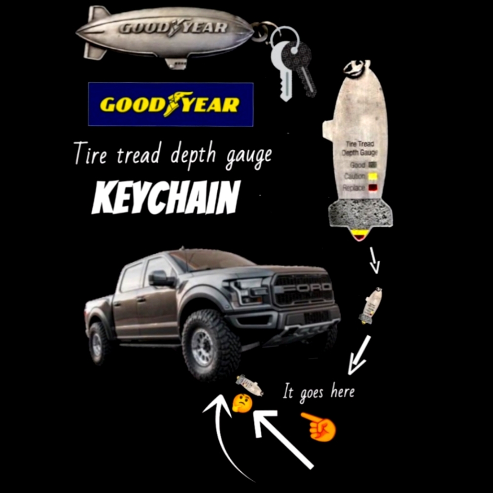 Tire Depth Gauge Keychain - Goodyear Blimp - Tire Tread Awareness Month